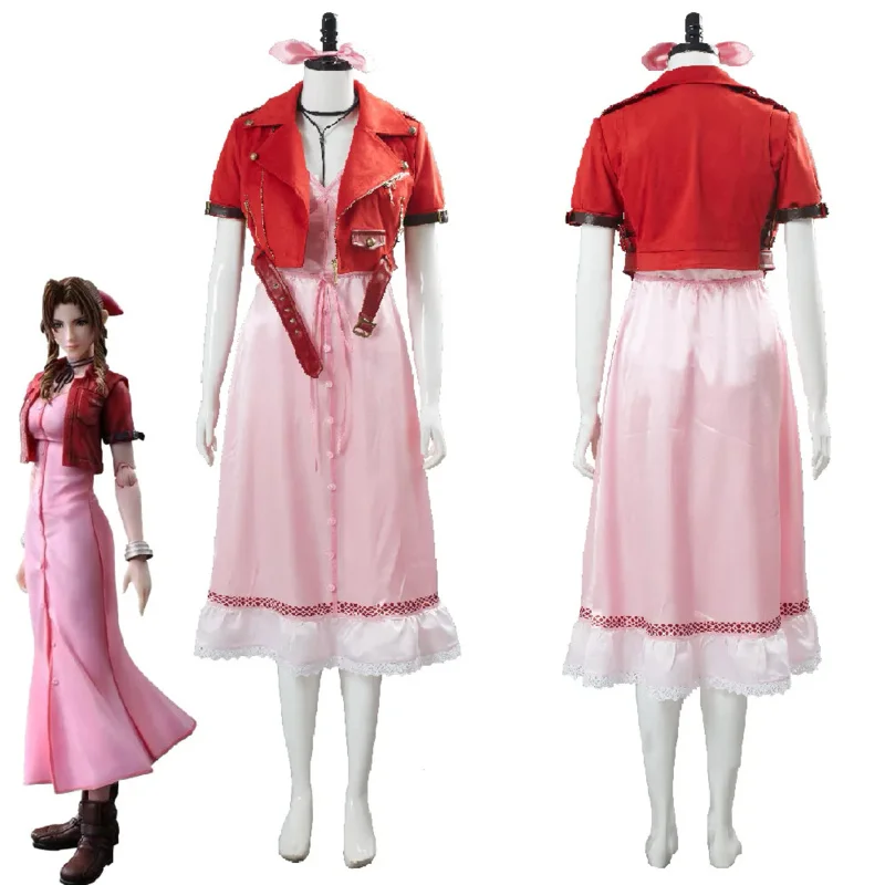 Final Cosplay Fantasy VII 7 Aerith Aeris Gainsborough Cosplay Costume Dress Yuffie Kisaragi Moogle Cape Outfit For Adult Women