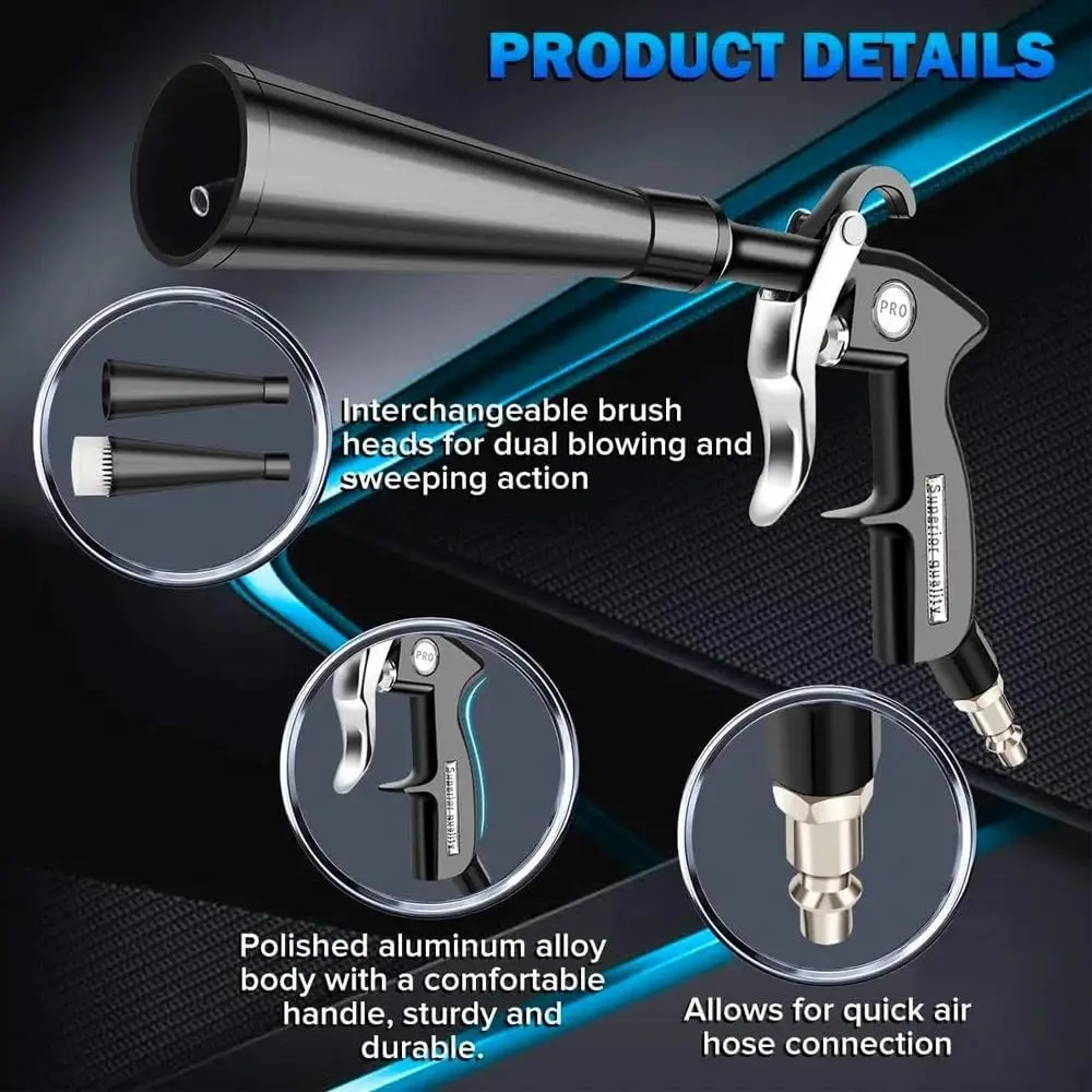 Air Blow Gun Detailing Dry Cleaning Gun Air Nozzle Blow Gun For Tornado Cleaning Gun Work With Air Compresso Quickly Remove Dirt
