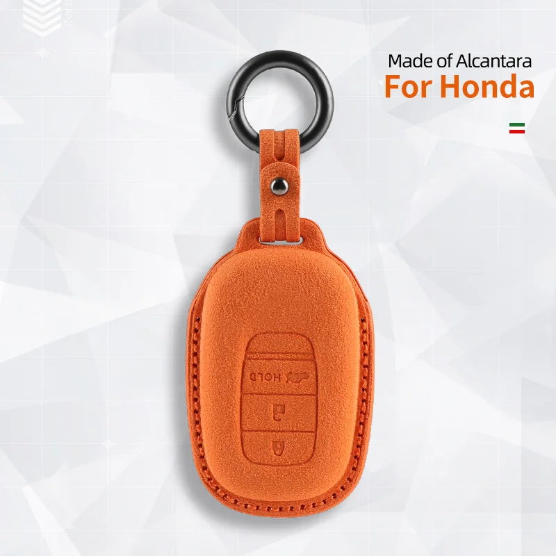 Car Key Case Cover Shell For Honda Civic Accord HRV CRV 2022 2023 2024 3 4 Button Suede Remote Protector Interior Accessories