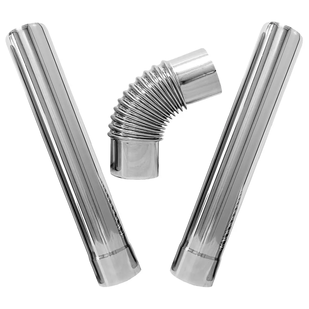 3Pcs Stainless Steel Chimney Flue Straight Tube and 90 Degree Elbow Set for Gas Water Heater High Temperature Ventilation System