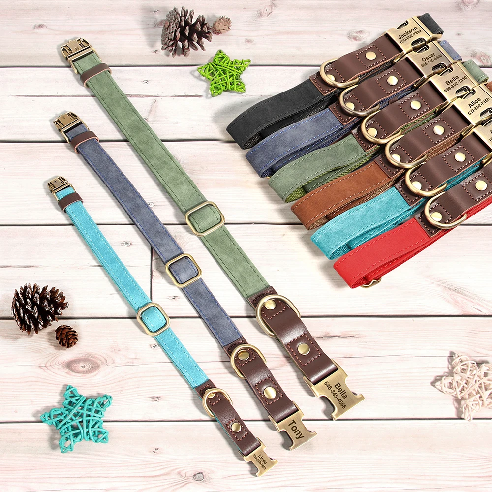 Custom Dog Collar Soft Nylon Dog Collars Free Engraved Puppy Pet ID Collars Adjustable for Small Medium Dogs Pug 9 Colors