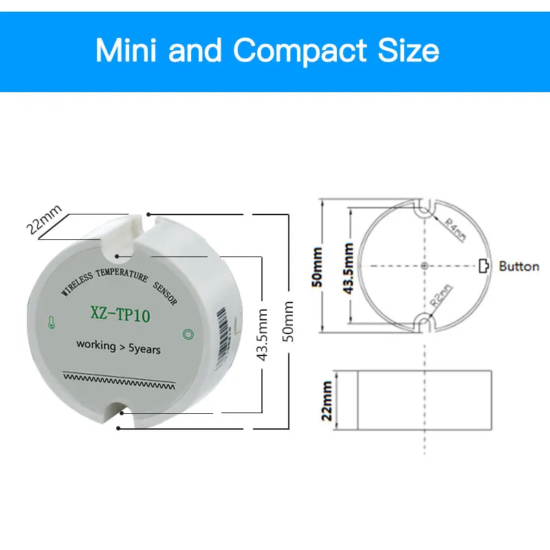 Thingsend-Wireless Temperature Sensor Detector, Digital Thermometer for Refrigerator, Cold Storage, 433mHz, 915MH, 868mHz