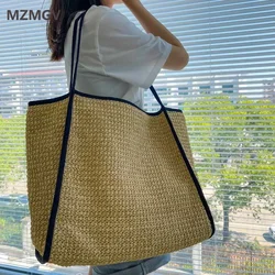 Women's Large Capacity Raffia Straw Bag Summer Vacation Bohemian Shoulder Bag for Female Casual Beach Tote Bag Sac A Main Femme