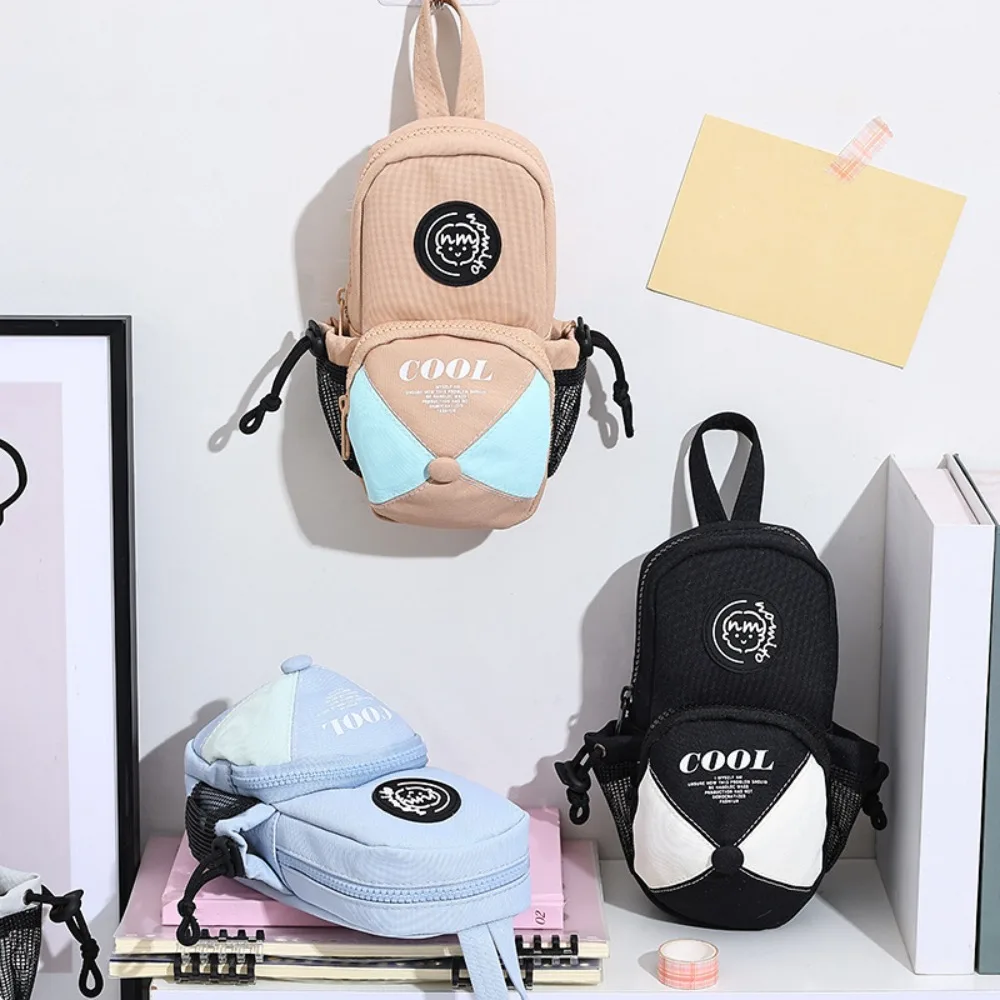 Canvas Stationery Bag Backpack Shape Large Capacity Cartoon Pen Pouch School Supplies Students Makeup Storage Bag