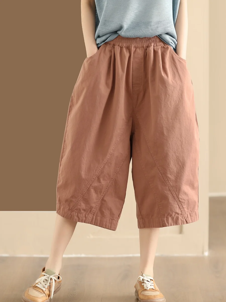 

High Waist Cotton Wide Leg Pants Women Summer Thin Nine Points Casual Lantern Pants Straight Tube Pants Balloon Pants