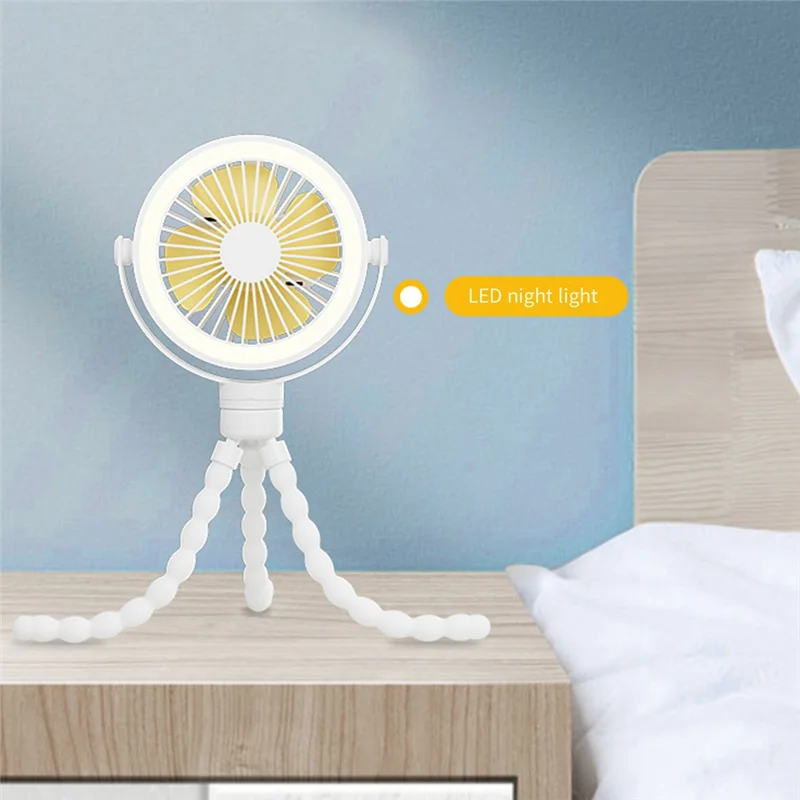 مروحة عربة أطفال ثابتة ومحمولة وقابلة لإعادة الشحن ومشبك على ضوء ليلي على الأخطبوط ومروحة محمولة شخصية صغيرة محمولة باليد