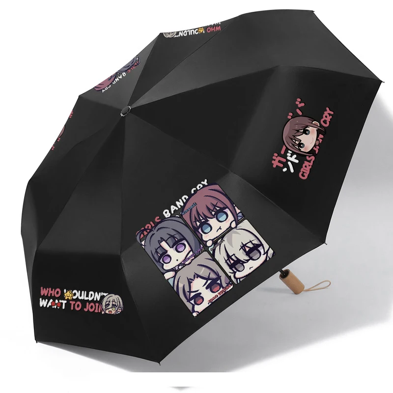 Anime MENINAS BAND CRY Dobrável Sol Chuva Guarda-chuva NINA ISERI MOMOKA KAWARAGI Cosplay Anti-UV Viagem Guarda-sol Pára-sol Presente de Natal