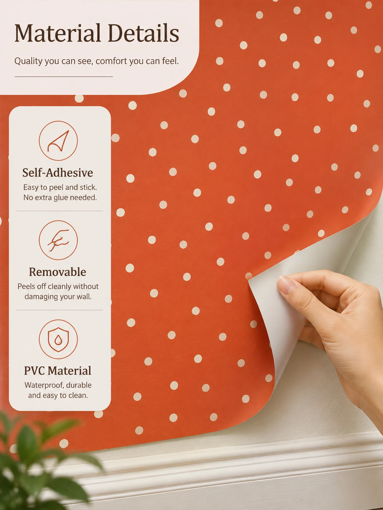 Polka Dot Striped Peel and Stick Wallpaper, Removable Wall Decor, 4 Patterns,15.7in Width for Home Renovation