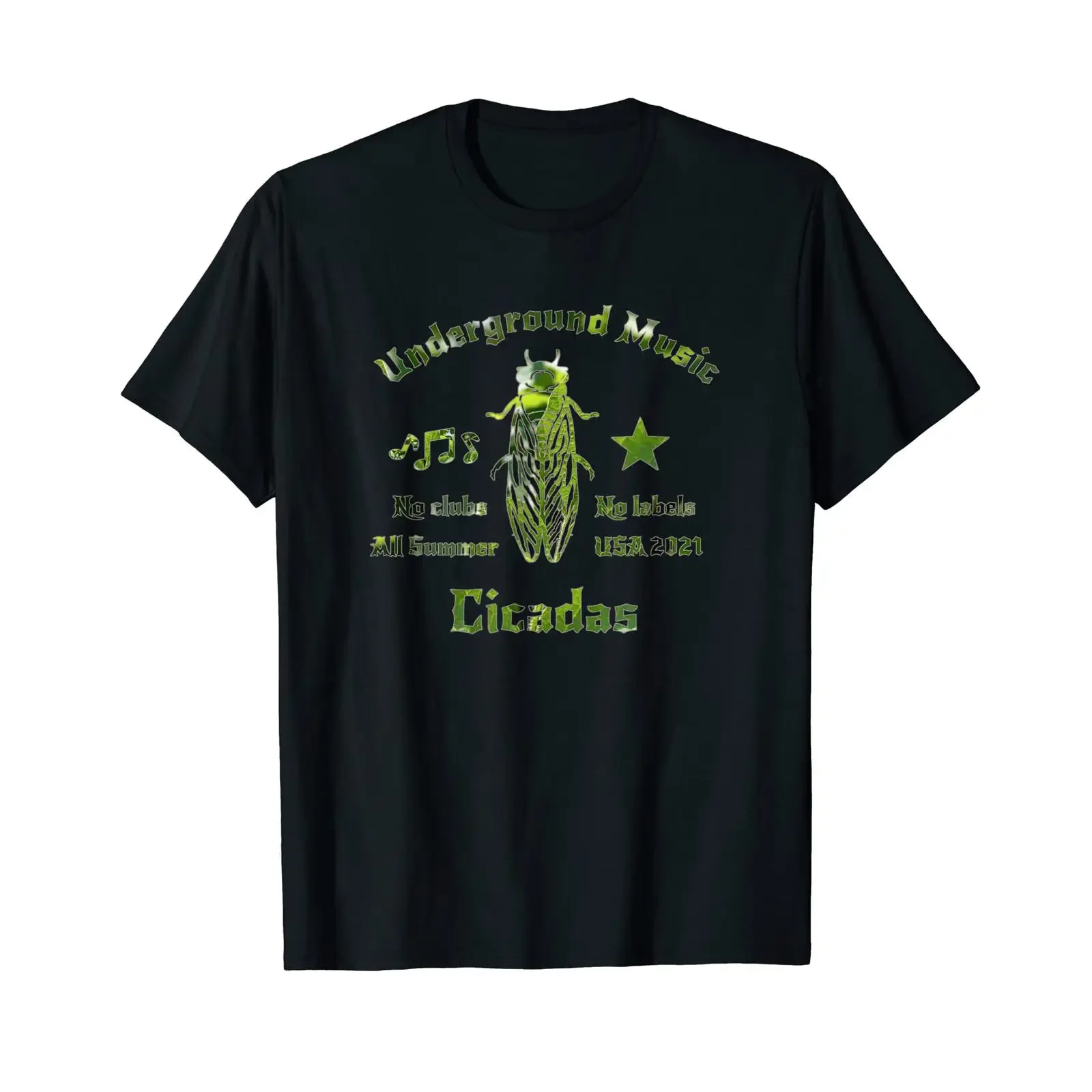 Cicada Music Underground Band Blätter Natur Design Original T-Shirt Vintage Washed Leicht vielseitig Einsetzbar Lässige Streetwear