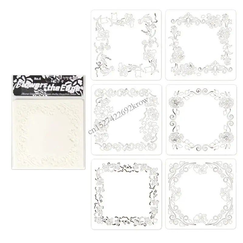 6Pcs Flower Drawing Stencils 5x5Inch Professional PET Painting Templates For Painting Card Making Kid Room Decoration R9CB