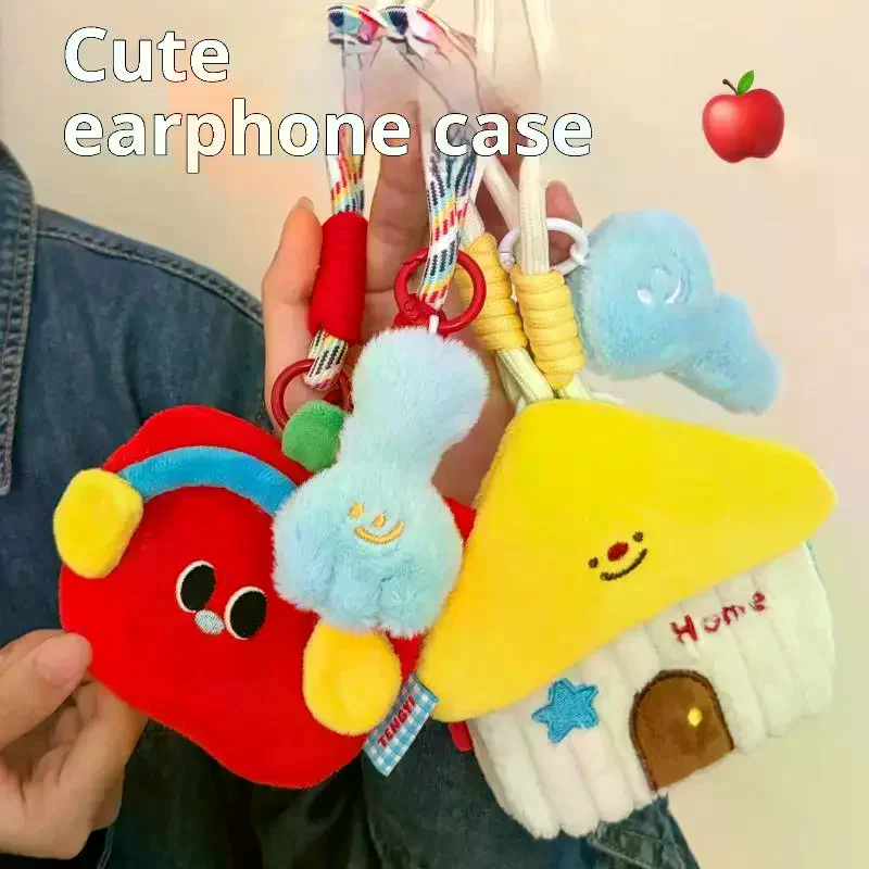 Leuke Cartoon Pluche Cottage Portemonnee Sleutelhanger Kawaii Pluche Sieraden Opbergtas Hanger Rugzak Handtas Decoratie Hanger Gift