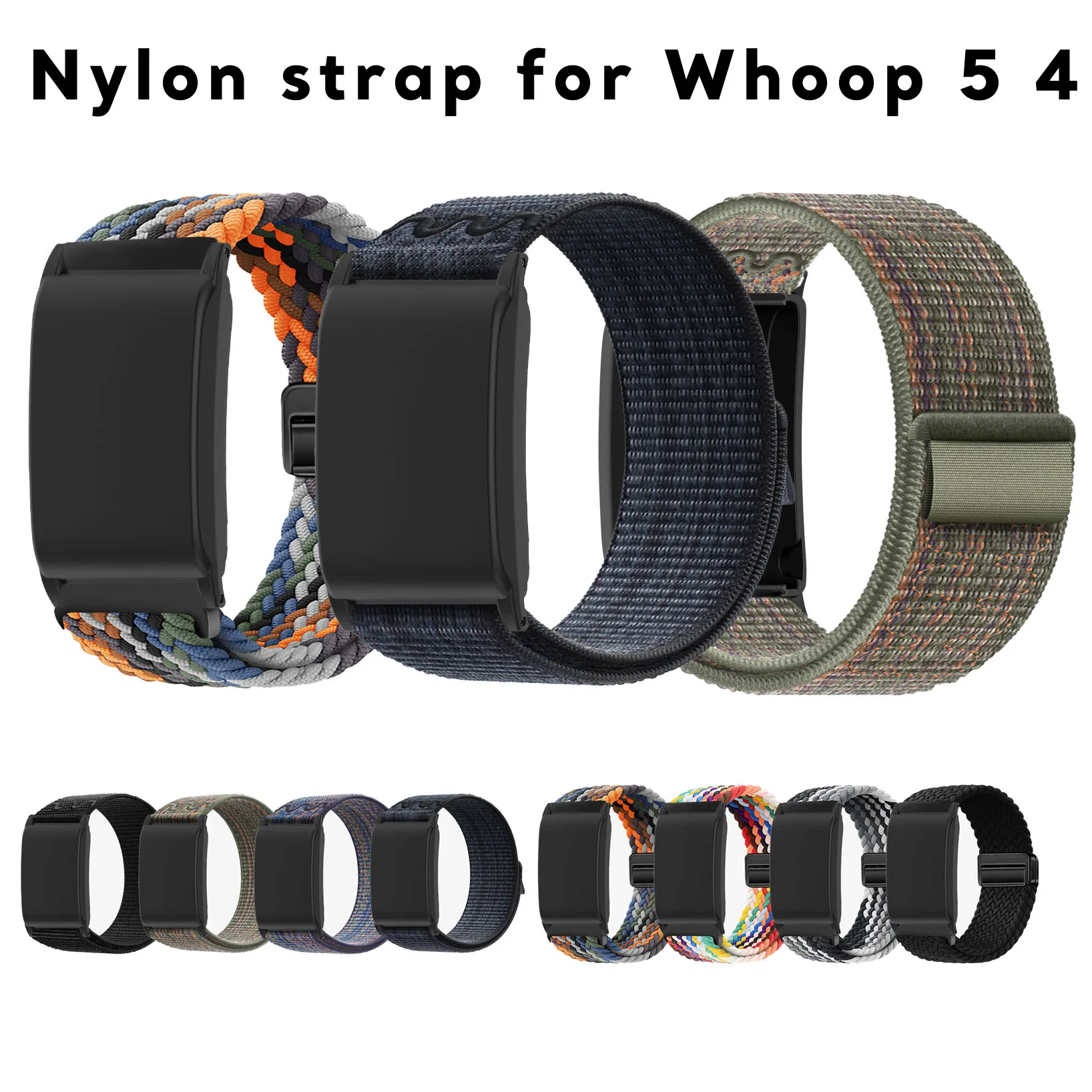 Sport Nylon Loop Strap for Whoop 5.0 Band Whoop 4.0 Weave Fabric Wrist Bracelet Watchband for Whoop 5.0 4.0 Band with Frame