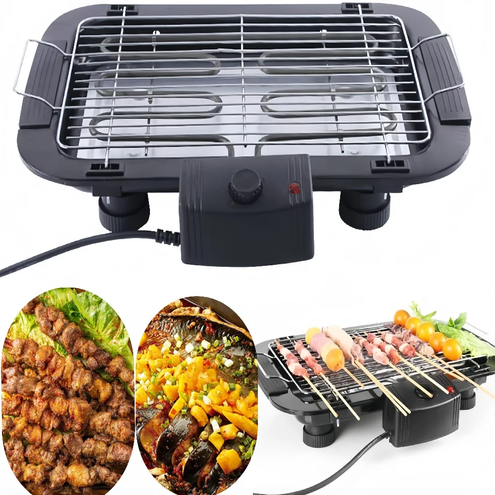 Indoor Smokeless Electric BBQ Grill2000W Electric Portable Camp Barbecue Barbeque Griddle,5 Gear Temperature Adjustment Washable