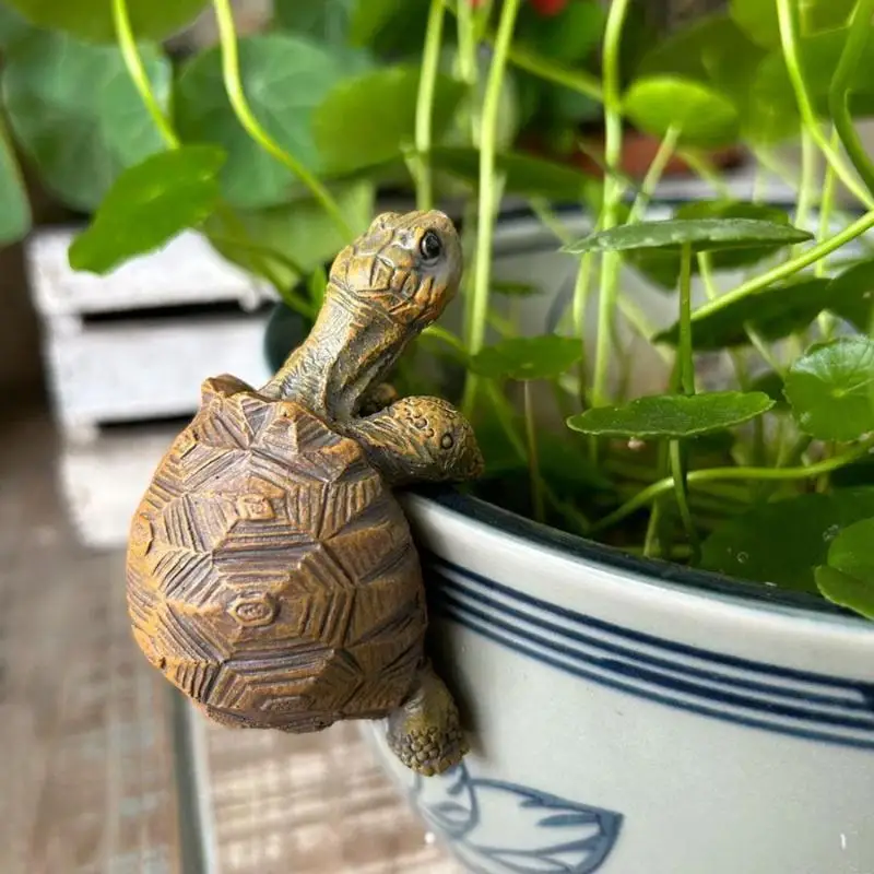 Tortoise Figure Plant Pot Hanger, Resin Hanging Turtle Statue Plant Decorations Cute Turtle Statue Figurines Planter Pot Hangers