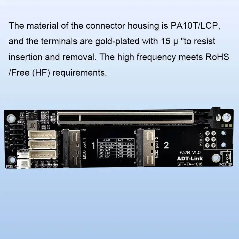 PCIe 4.0 X16 MCIO Split Verlengkabel Riser Card PCI-E Bifurcatie PCIe X16 X8 X8 Grafische kaart Gen4 256G/bps Ondersteunt 1-tot-2