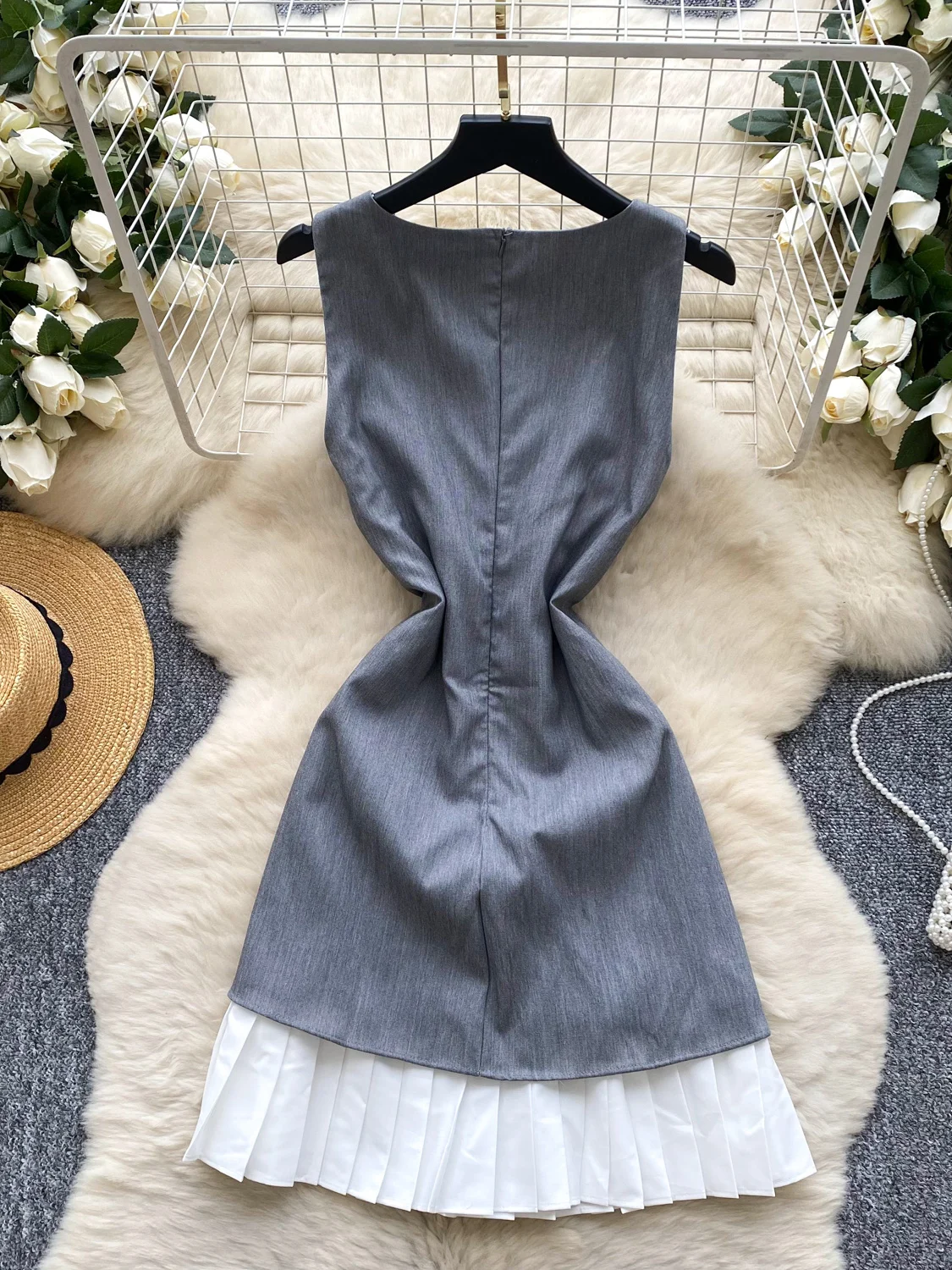 Ele High-Waisted A-Line  Dr Women's Summer Svel Color Blo Design Slimming Beautiful ort Skirt Korean Sle