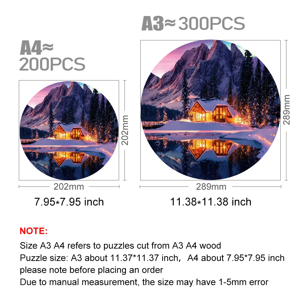 Scenery Wooden Jigsaw Puzzle House Snow Mountain Evening wood Puzzles Games Irregular Shape Puzzle For Friend Christmas Present