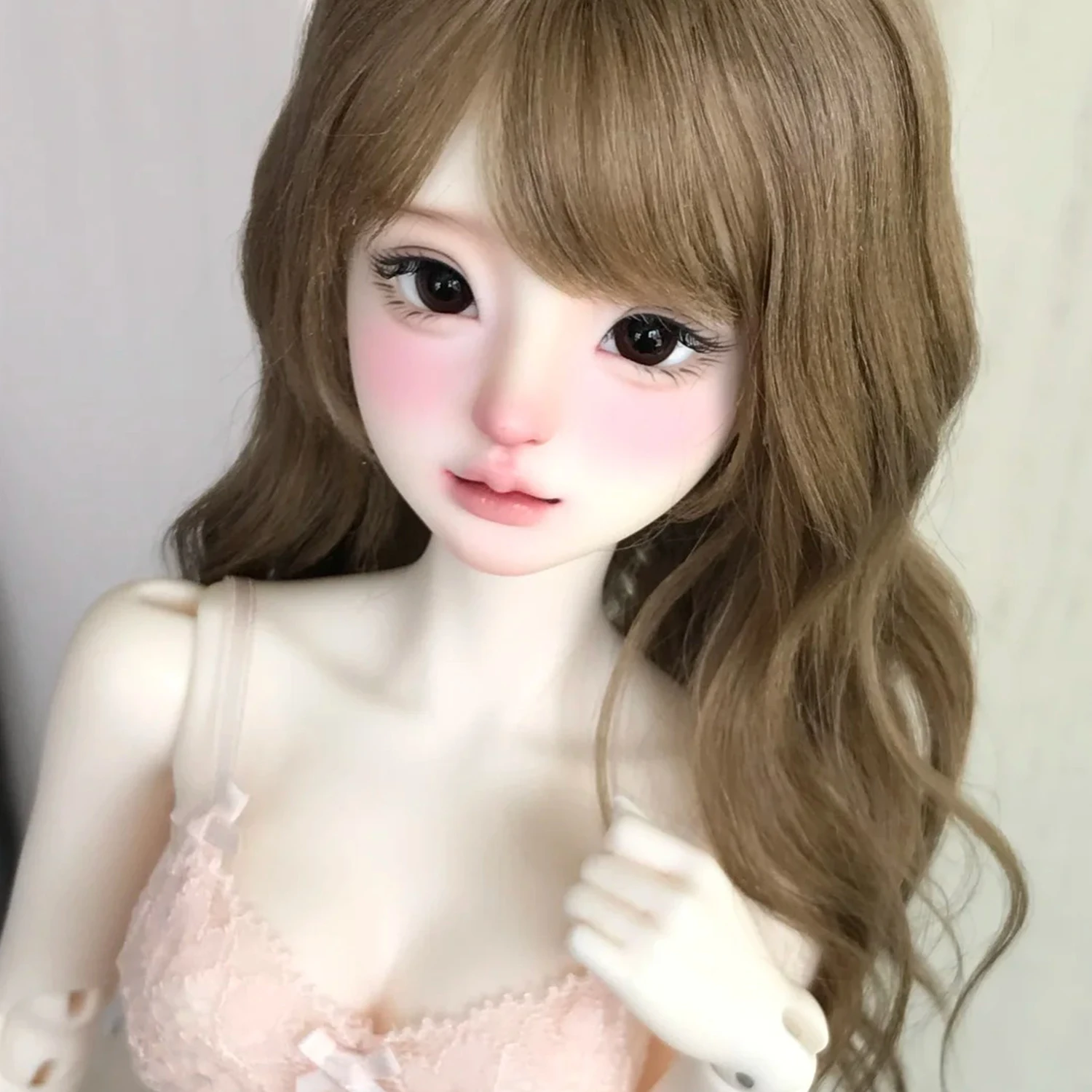 Pré-encomenda boneca bjd yuri figura de resina em escala 1/4 com lábios mortais e cabeça de expressão de recursos macios, boneca nua colecionável poseable