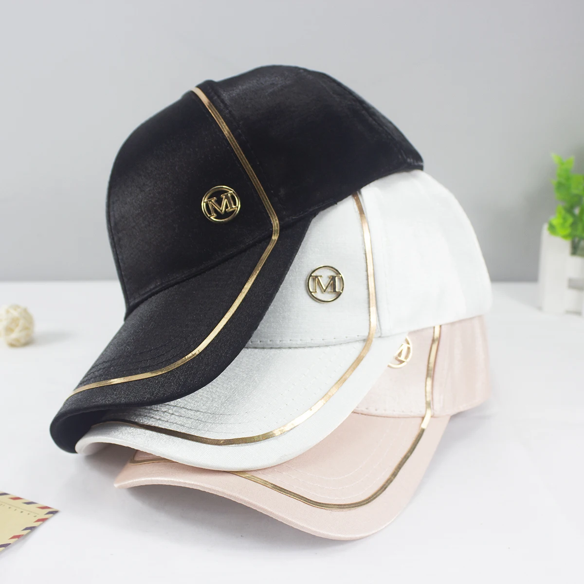 Rimiut Gold Border Shining M Women Men Baseball Caps Causal Black White Pink Classic Women Hat Hiphop şapka Caps for Men