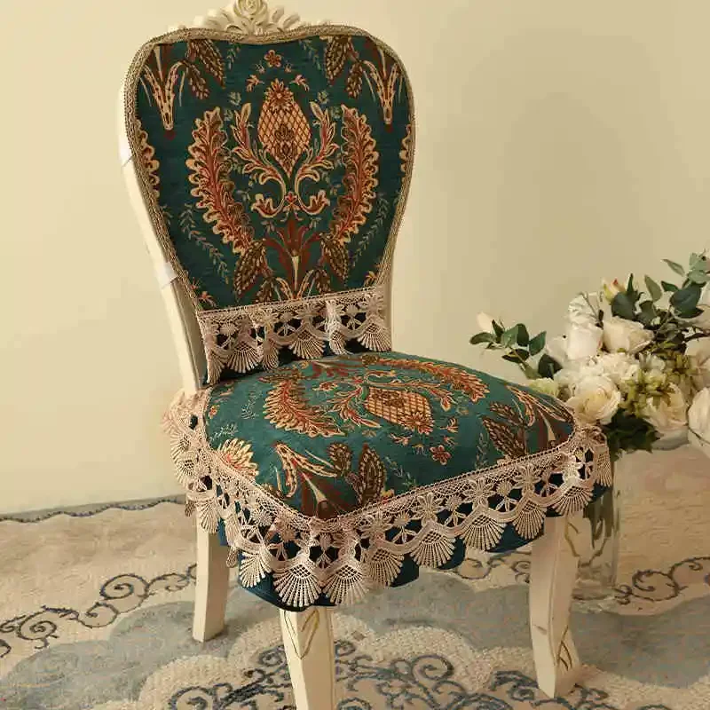 Chair Covers Four Seasons Universal Luxury Chair Cushion Back Towel Retro European Style Diningchair Cushion Home Decoration