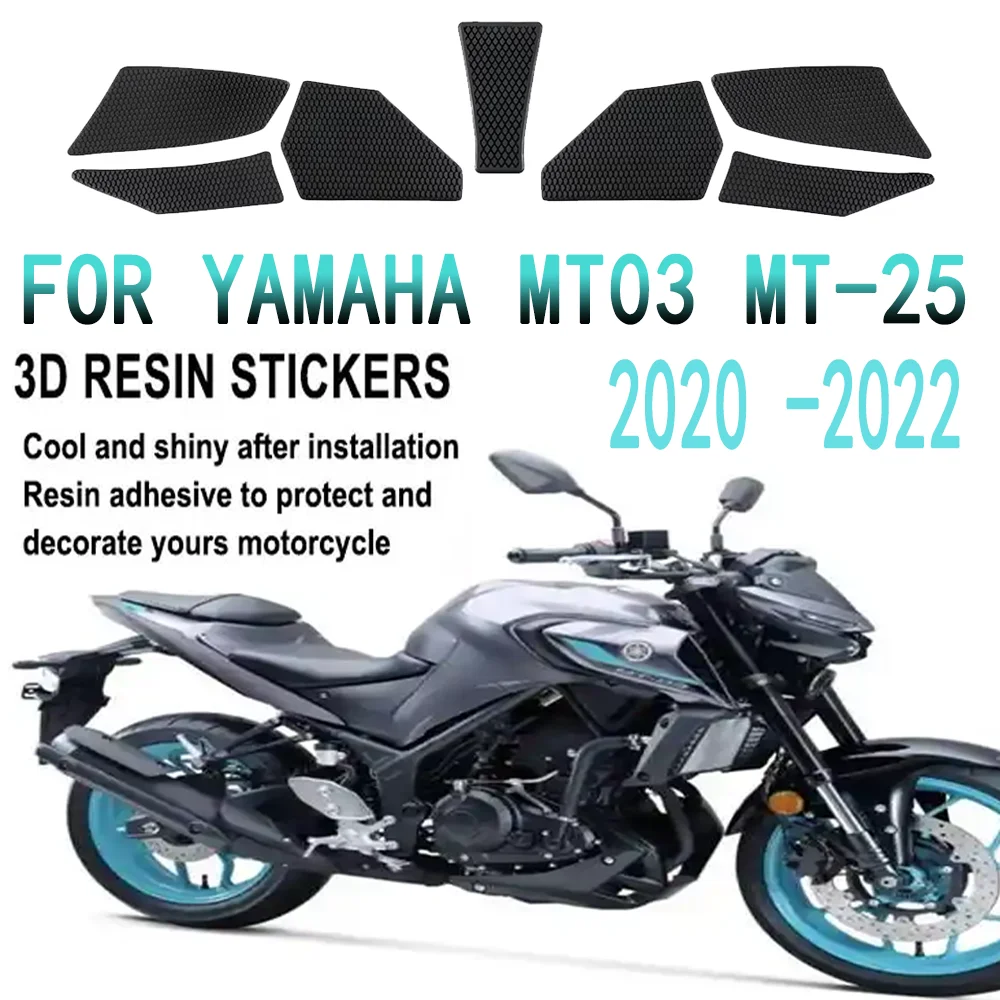 

3D Motorcycle Side Fuel Tank pad Tank Pads Protector Stickers Knee Grip Traction Pad For Yamaha MT-03 MT03 MT-25 MT25 2020 -2022