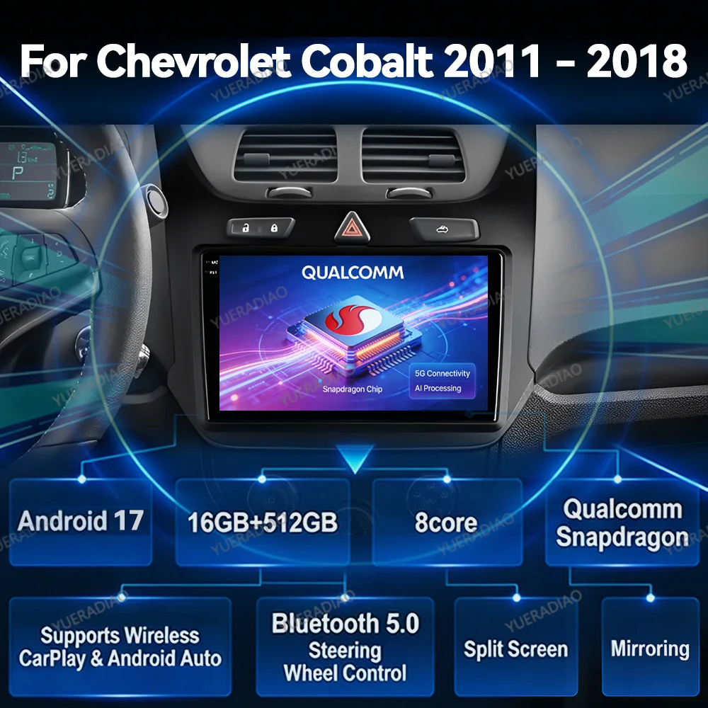 Android 17 Car Radio For Chevrolet Cobalt 2 2011- 2018 GPS NAVI BT Head Unit 4G WIFI Qualcomm Multimedia Video Player QLED 2DIN