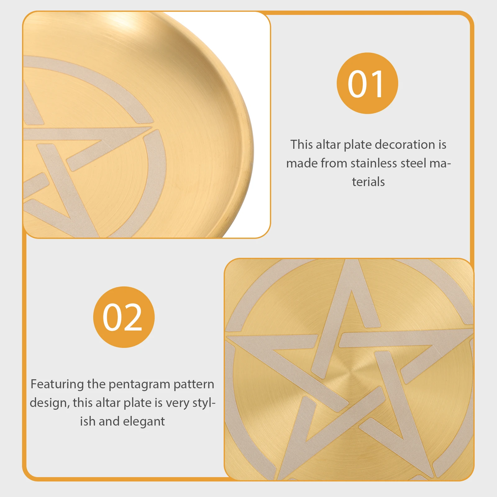 

Pentagram Altar Round Metal For Ritual Candles Pentacle Holder Plate Decorative Storage Tray Household Ceremony Brass