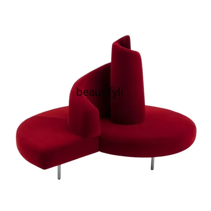 

Italian light luxury modern curved sofa shopping mall sales office hotel round reception sofa
