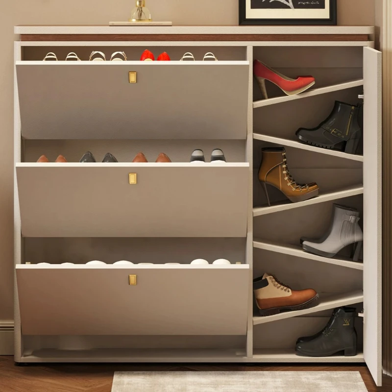 Doors Wooden Shoe Cabinets Multiple Bench Rotating Narrow Shoe Cabinets Seating Closet Organizador De Zapatos Furniture Home