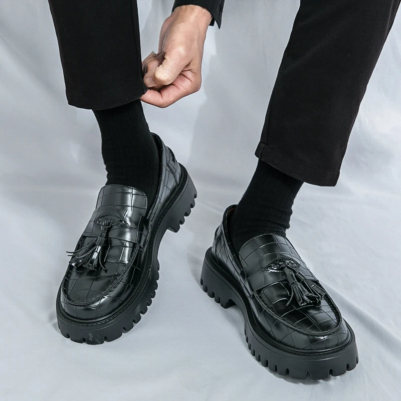 Scarpe, scarpe in pelle, velcro da uomo, testa tonda, traspiranti, business, casual, formali, pelle bovina, persone di mezza età e anziane, scarpe di papà