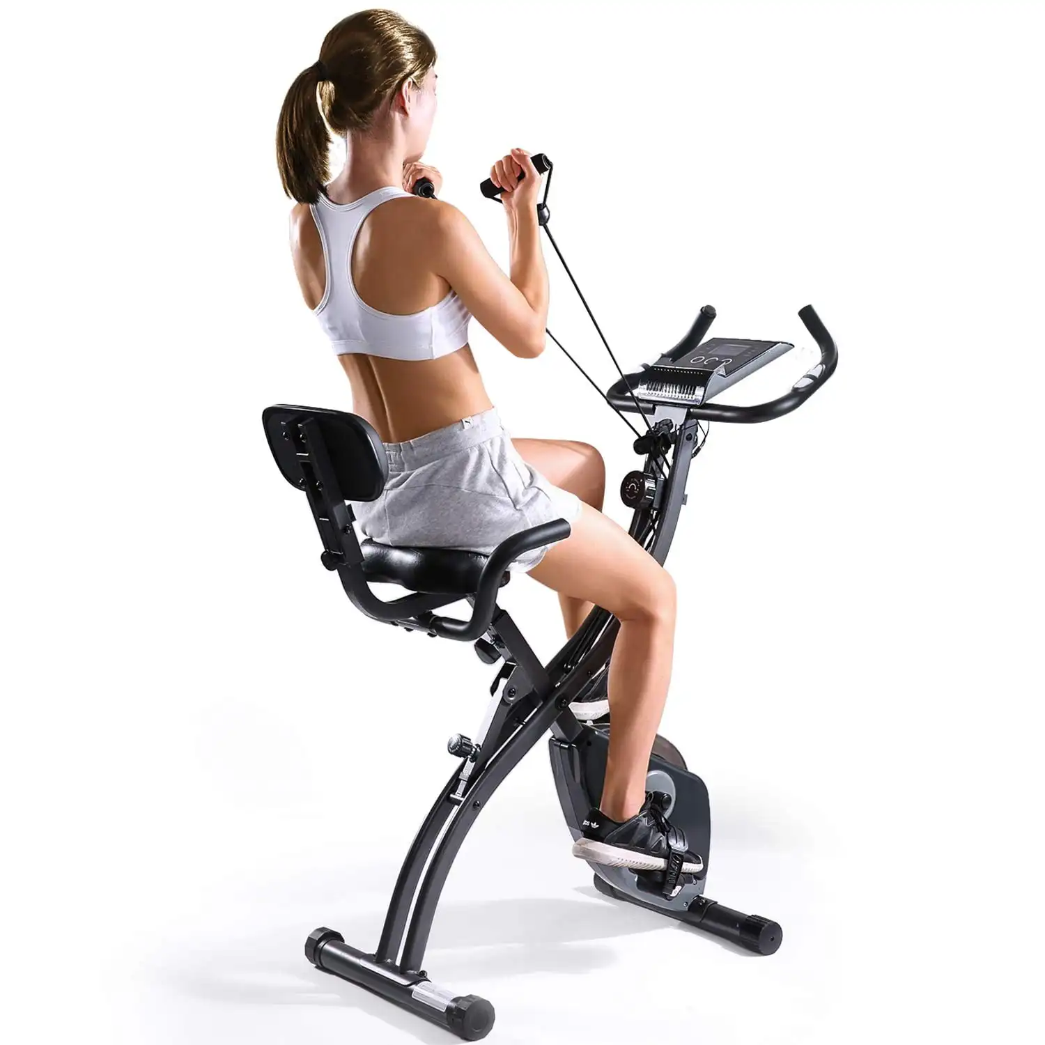 

Indoor Cycling Bike - Folding, Upright Stationary Exercise Cycle with Magnetic Resistance