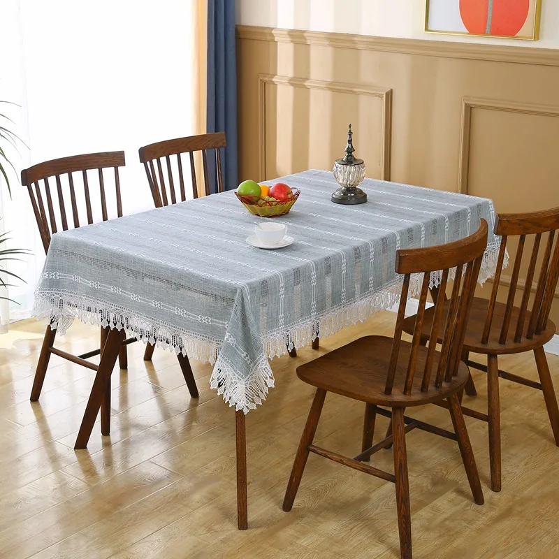 MIAN AO-1 New Minimalist Striped Tablecloth Square Dining Table Dust Cover Fabric Table