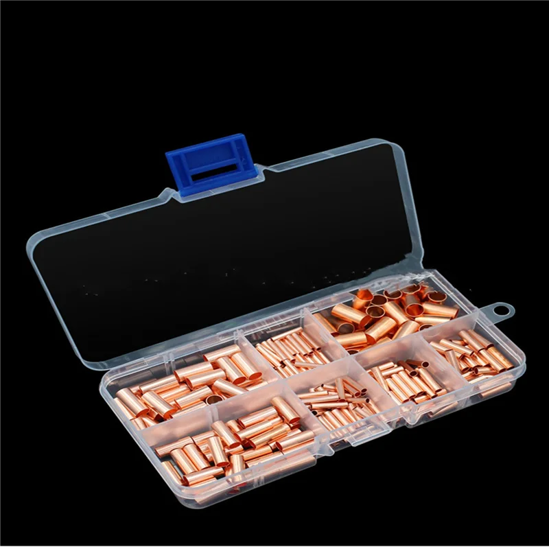 AB66-750Pcs GT Copper Connecting Pipe Wire Joint Small Copper Tube Terminal Cable Lug Bootlace Ferrule Kit