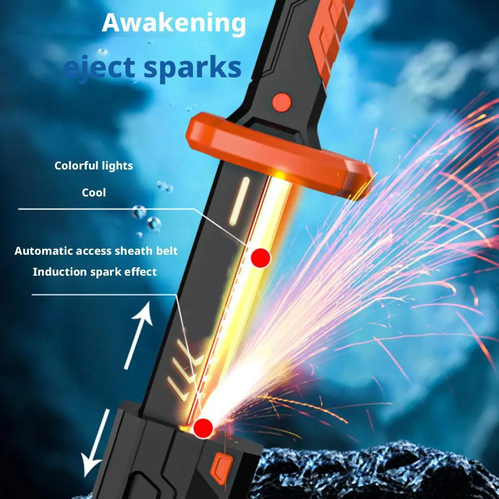 Colorful Streamer Glowing Sword Toys with Spark & Smoke Effect Sword Prop Toys For Kids Adult Flash Sword (Without Flintstone)