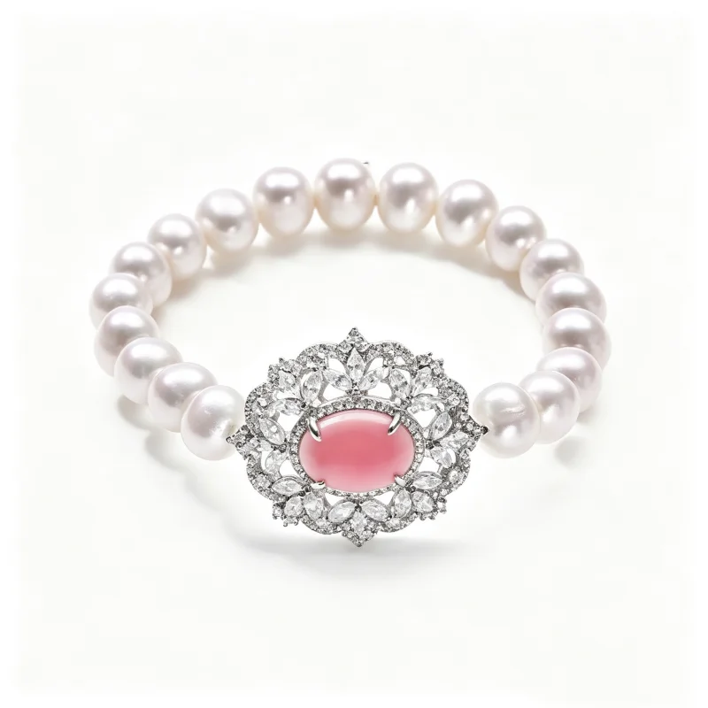 Cameo S925 Pearl Bracelet Fashion Silver Electroplated K Gold High Carbon Diamond Pink Pink Queen Shell 8mm White Pearl Bracelet