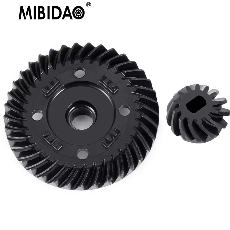 MIBIDAO Metal Front Rear Diff Gear / Helical Bevel Axle Gears Set For 1/8 RC Crawler Car Maxx Slash 4X4 Upgrade Parts