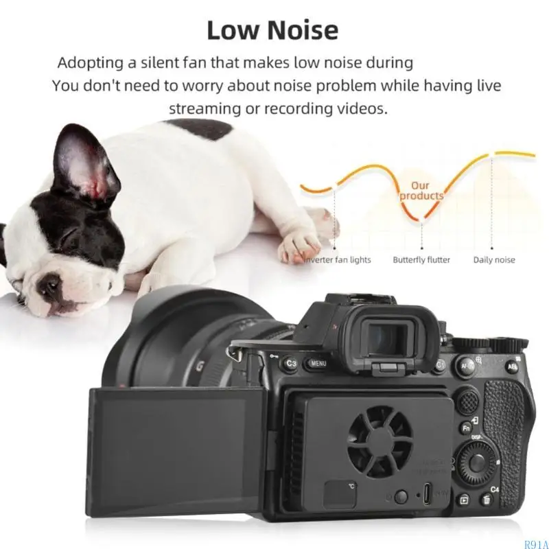 Thiết bị làm mát quạt làm mát bằng máy ảnh nhẹ R91A Dễ dàng cài đặt nhiễu thấp cho máy ảnh kỹ thuật số XS10/X-H2S màu đen