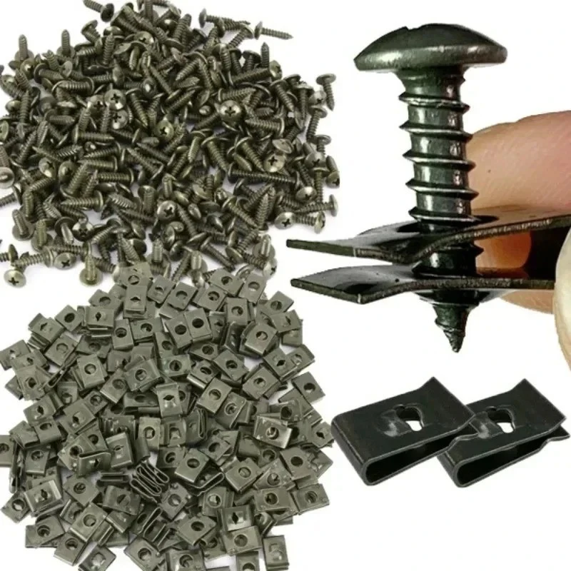 20-200PCS Car Self-tapping Screw Fastener Clip U-Type Metal Screw Clip for Motorcycle Auto Fender Bumper Protection
