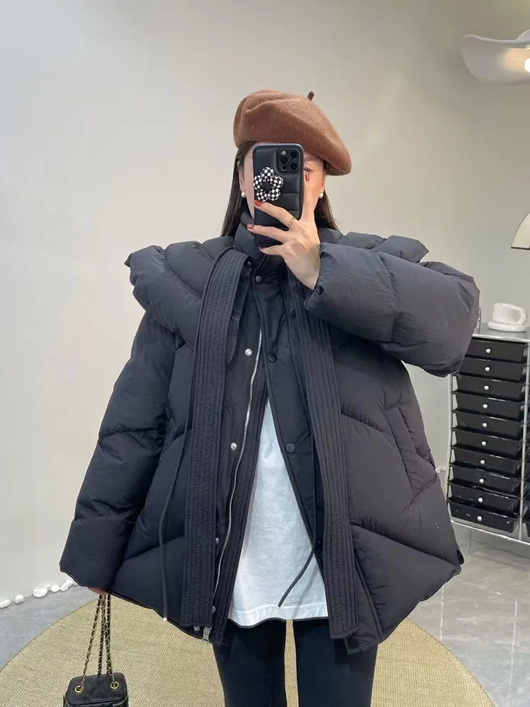 Navy Doll Collar Winter Down Jacket Women Overcoat Thick 90% White Duck Down Coat Casual Korean Fashion Parka