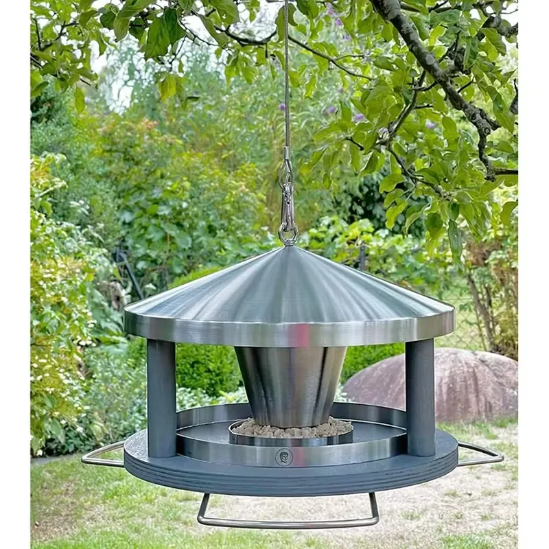 JH-Mech Bird Feeder for Hanging Weatherproof Stainless Steel Hanging Decoration Garden Patio Birdcage Bird Feeder