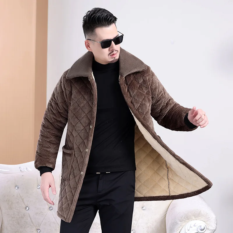 مريلة عمل من القطن من Thiened معطف شتوي دافئ Fce للمطبخ جيليه خط طويل بزر واحد للإغلاق من ألياف البوليستر