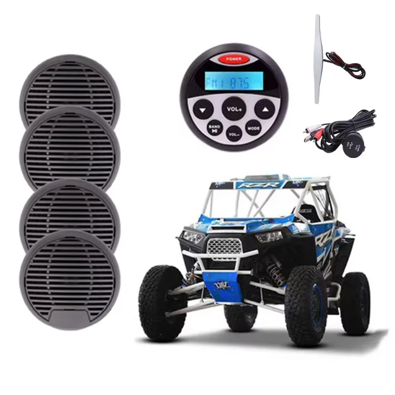 IP66 Waterproof Marine Audio Kit H804 H059 4‑Channel 4x20W AM FM USB Stereo Radio 3 Inch Marine Speakers