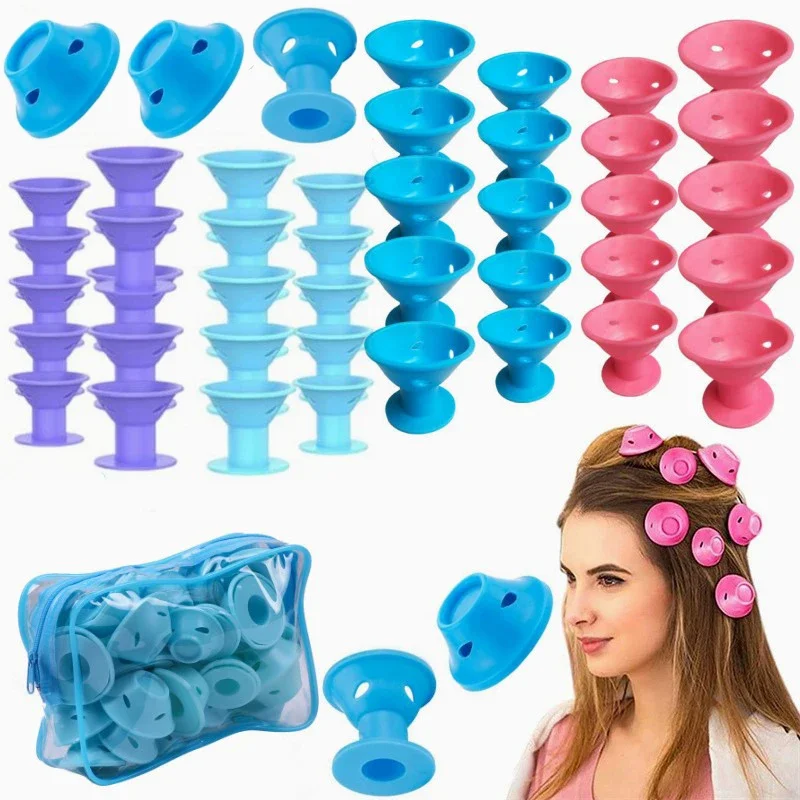 10/20pcs Soft Rubber Hair Curlers Silicone Heatless Hair Rollers Clips No Hurt Hair Rollers Hairdressing DIY Hair Styling Tools