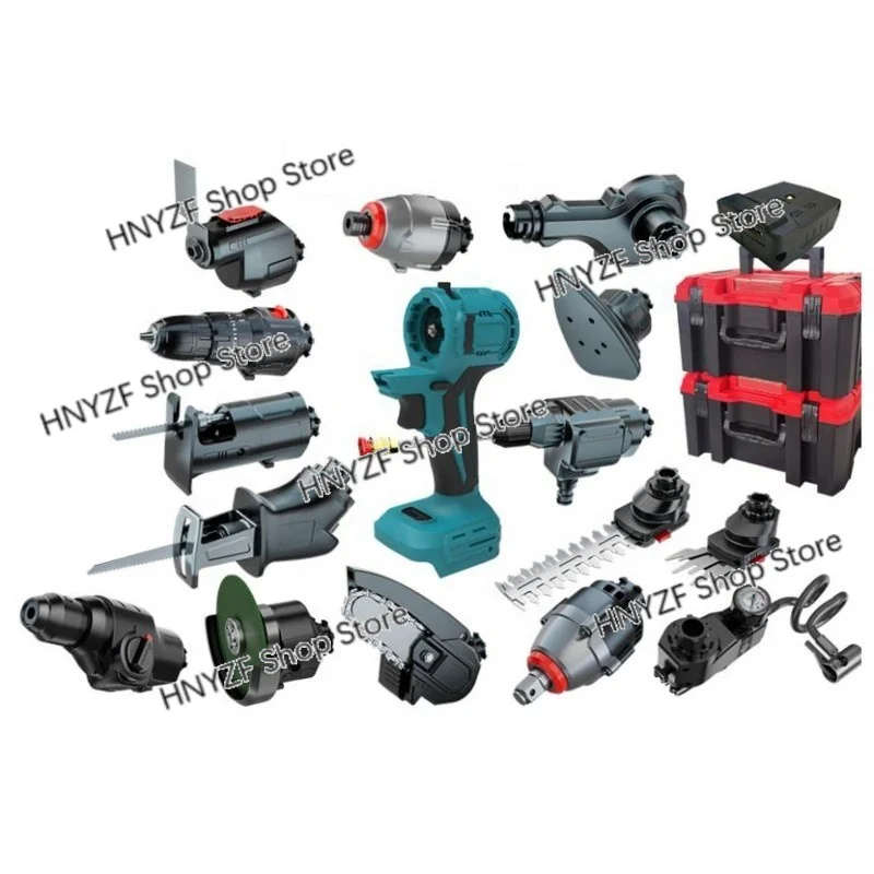 Electric tools with replaceable machine heads Quickly assembled cordless lithium battery  1+N portable power tool set