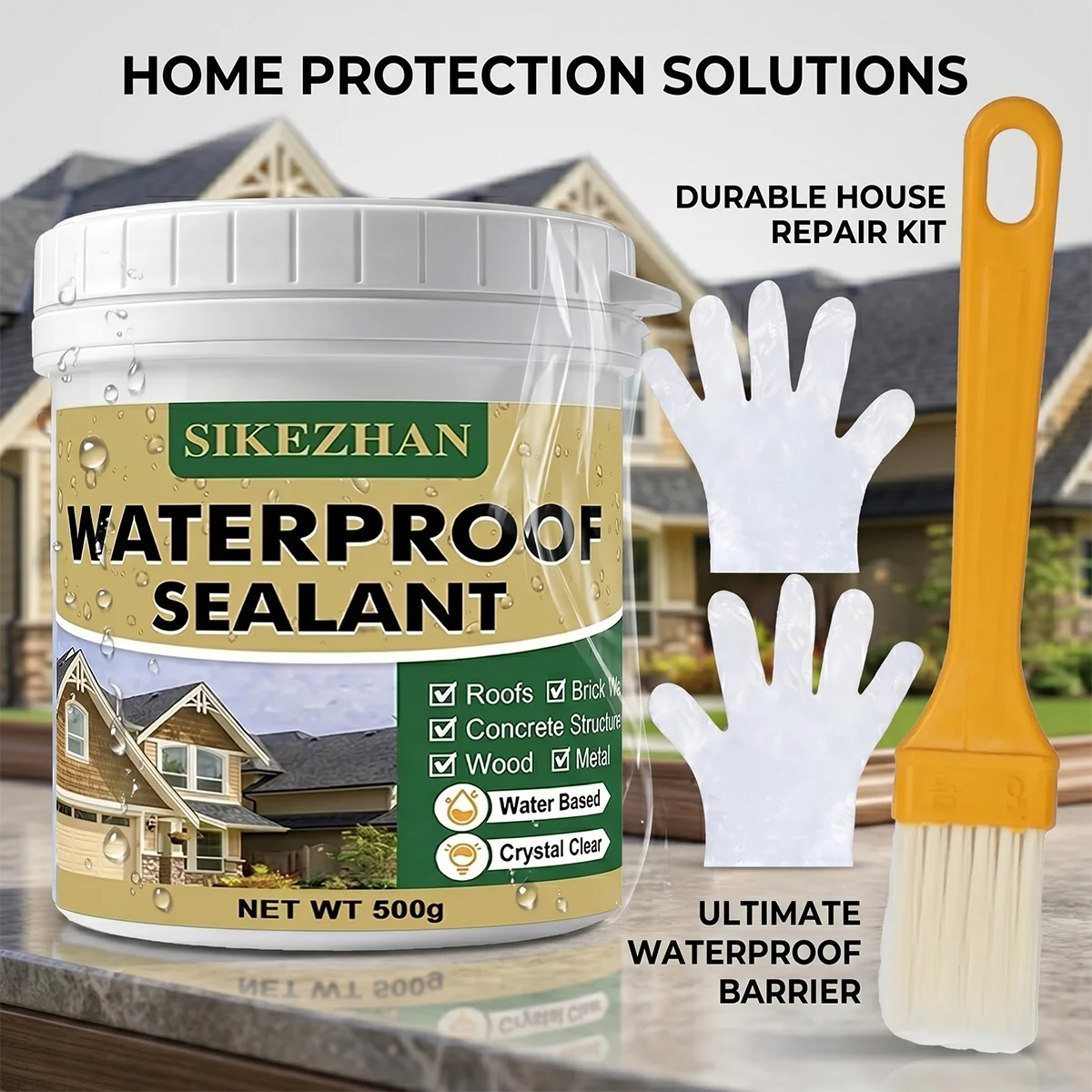SIKEZHAN Transparent Waterproof Sealant, Long-Lasting Invisible Leak Repair Coating for Roof & Bathroom, Strong Bonding Agent