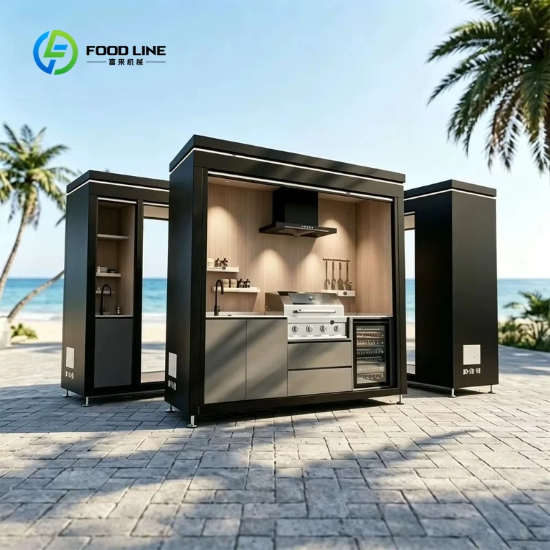 Versatile All-in-One Modular Outdoor BBQ Kitchen with Sink and Fridge for Backyard Patio Entertaining Freely Assembled Design
