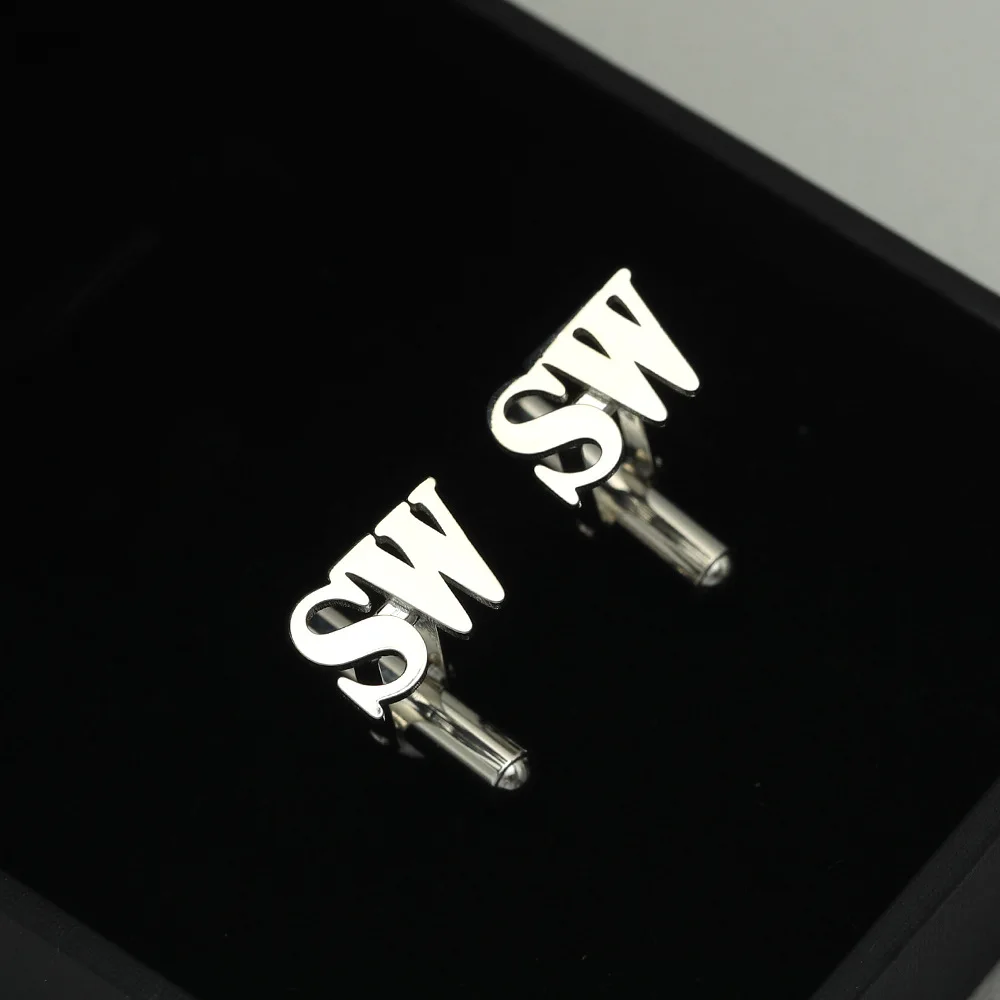 Luxury 925 Sterling Silver Personalize Initial Letter Engagement Cufflinks For Man Custom Wedding Cufflink Gifts Jewelry