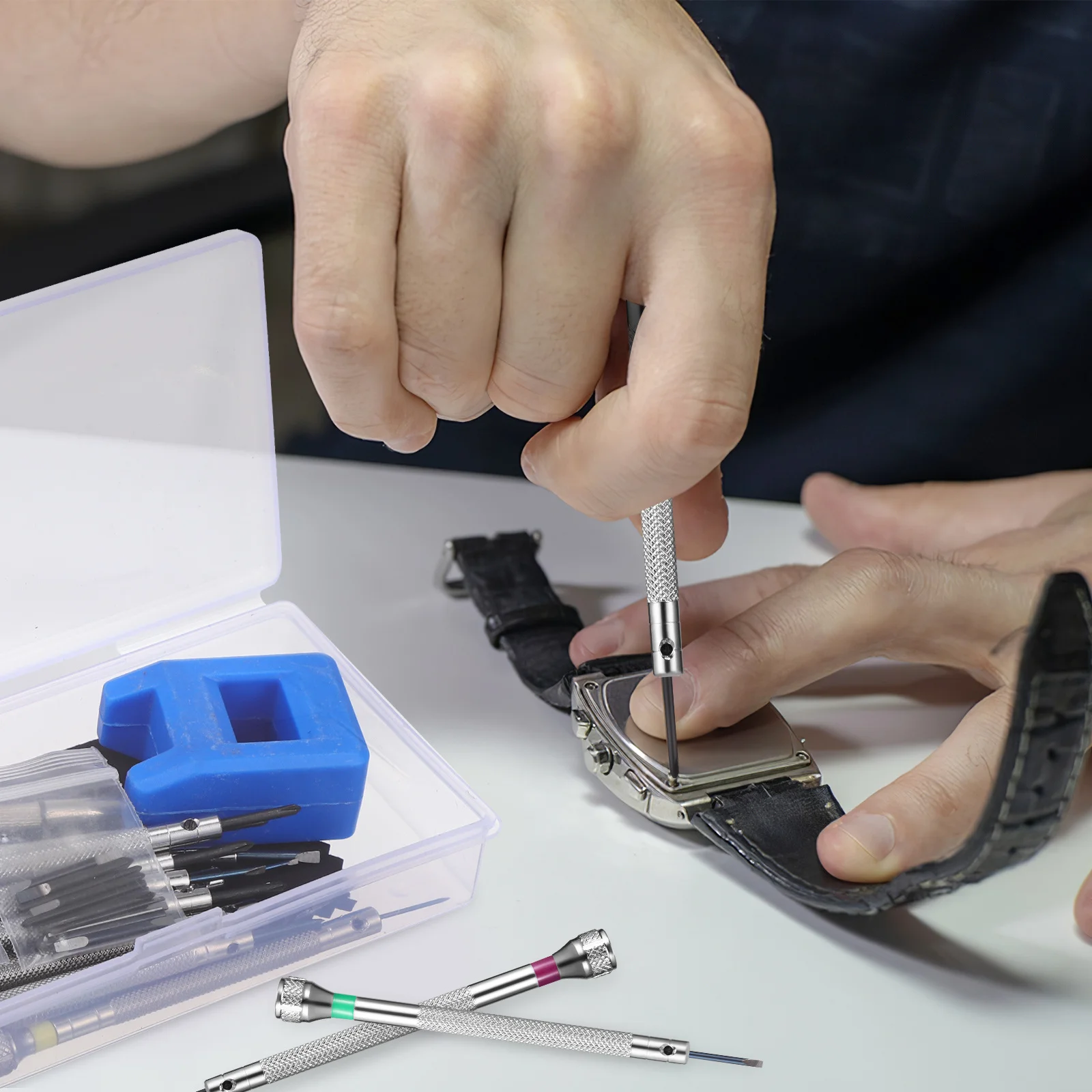 

1Set Watch Repair Tools Kit Easy to Carry Storage Box for Watches Eyeglasses Jewelry Screwdrivers Watch Screwdriver Set