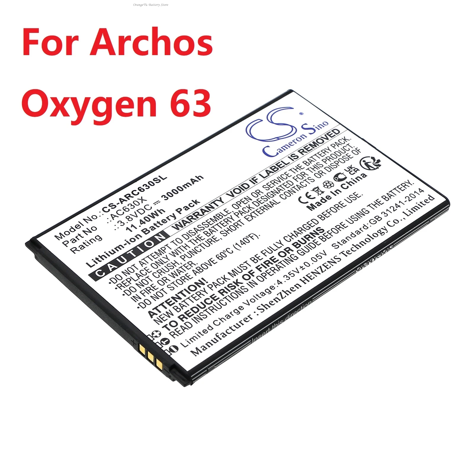 Mobile, SmartPhone Battery for Archos [OXYGEN 57, AC570X], [AC630X, Oxygen 63], [AC50FHE,AC50FHELI, 50F Helium Lite,GX395872]