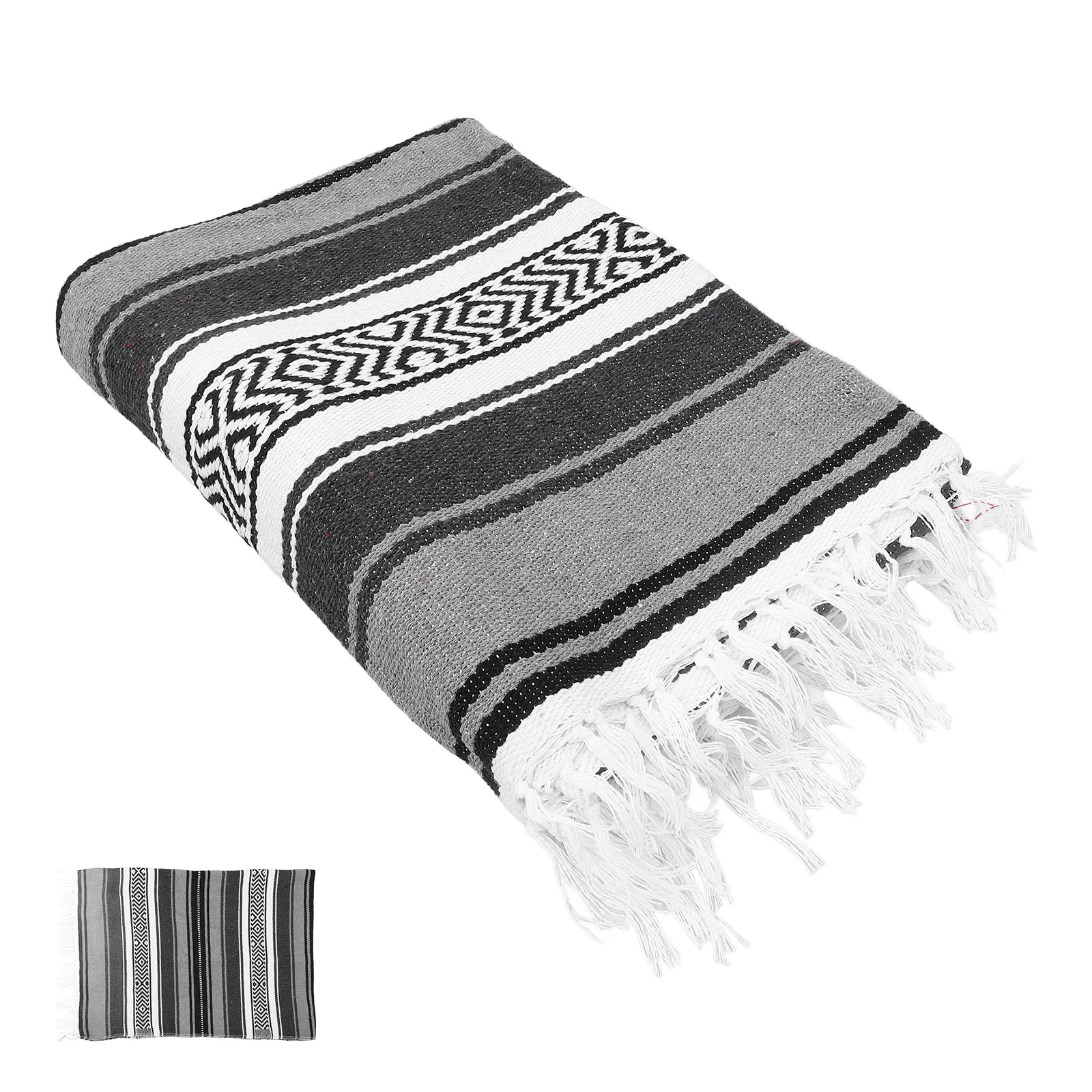

Mexican Blanket Yoga Mat 130X180Cm Thick Soft Polyester Cotton Blend Woven Sofa Blanket For Living Room Bedroom Car Decor